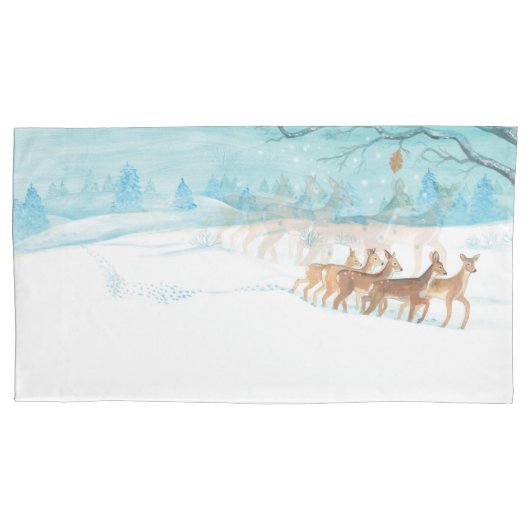 Roe Deers im Winter Kissenbezug (Vorderseite-Links)