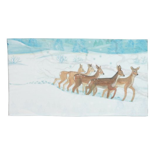 Roe Deers im Winter Kissenbezug (Rückseite-Rechts)