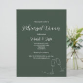 ROE Dusky Green & White Einfache Probe Abendessen Einladung (Stehend Vorderseite)