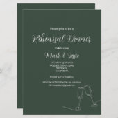 ROE Dusky Green & White Einfache Probe Abendessen Einladung (Vorne/Hinten)