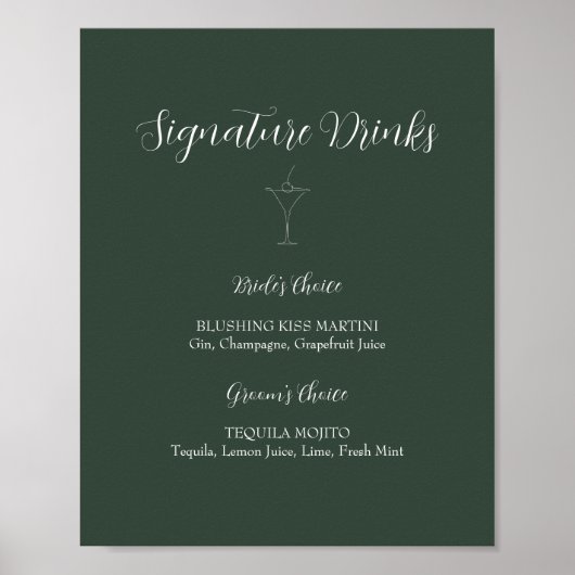 ROE Dusky Green & White Signature Drinks Zeichen Poster (Vorne)