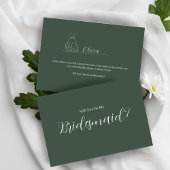 ROE Dusky Green & White Simple Bridesmaid Postkarte