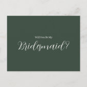 ROE Dusky Green & White Simple Bridesmaid Postkarte (Rückseite)