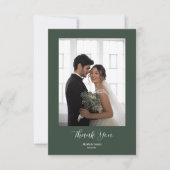 ROE Dusky Green & White Simple Foto Wedding Dankeskarte (Vorderseite)