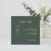 ROE Dusky Green & White Simple Wedding Einladung (Stehend Vorderseite)