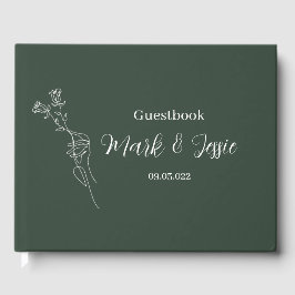 ROE Dusky Green & White Simple Wedding Gästebuch