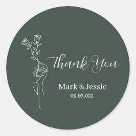 ROE Dusky Green & White Simple Wedding Label Runder Aufkleber