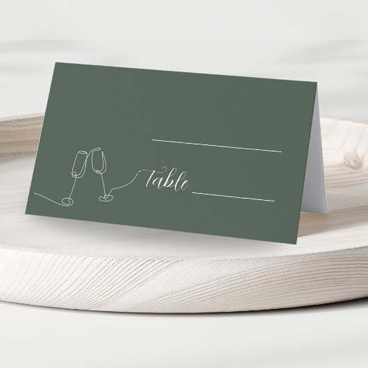 ROE Dusky Green & White Simple Wedding Platzkarte
