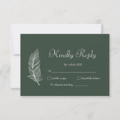 ROE Dusky Green & White Simple Wedding RSVP Karte (Vorderseite)