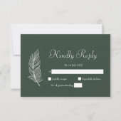 ROE Dusky Green & White Simple Wedding RSVP Karte (Vorderseite)