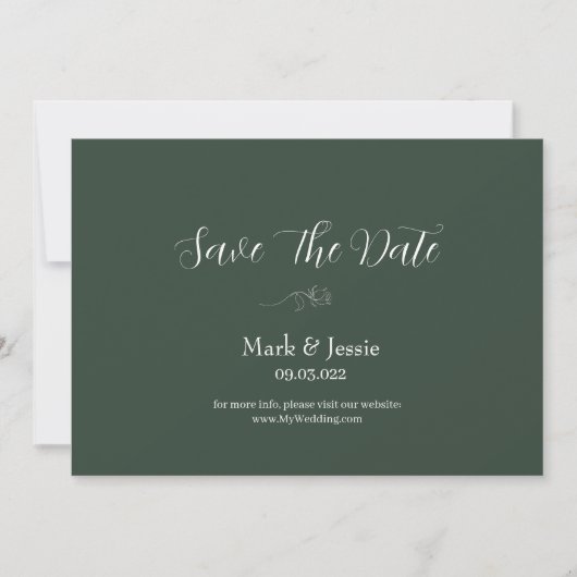 ROE Dusky Green & White Simple Wedding Save The Date (Vorderseite)