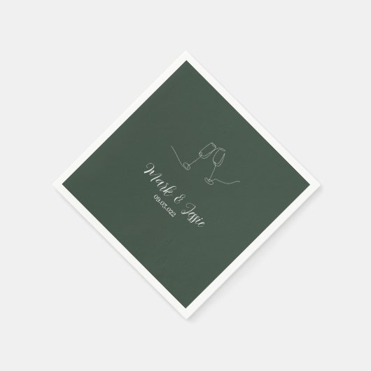 ROE Dusky Green & White Simple Wedding Serviette (Ecke)