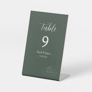ROE Dusky Green & White Simple Wedding Sockelschild