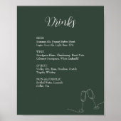 ROE Dusky Green & White Simple Weeding Drinks Unte Poster (Vorne)