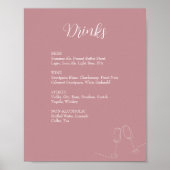 ROE Pink & White Einfache Weeding Drinks Zeichen Poster (Vorne)