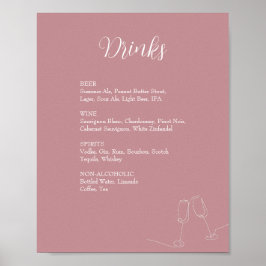 ROE Pink & White Einfache Weeding Drinks Zeichen Poster