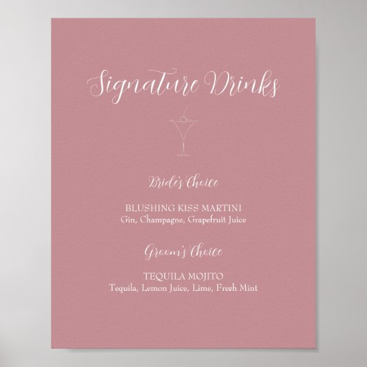 ROE Pink & White Signature Drinks Zeichen Poster (Vorne)