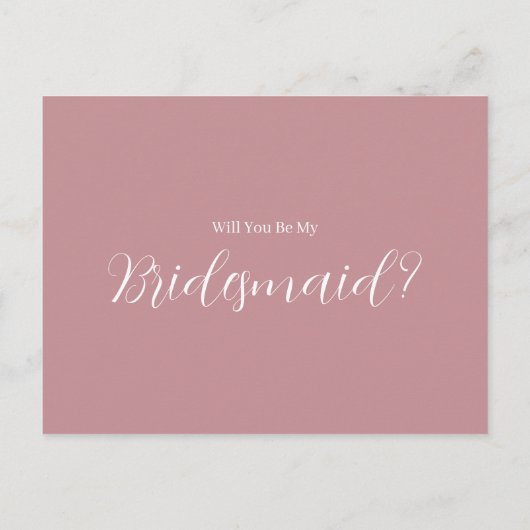 ROE Pink & White Simple Bridesmaid Postkarte (Rückseite)