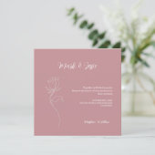 ROE Pink & White Simple Wedding Einladung (Stehend Vorderseite)