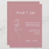 ROE Pink & White Simple Wedding Einladung (Vorne/Hinten)