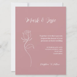 ROE Pink & White Simple Wedding Einladung