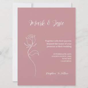 ROE Pink & White Simple Wedding Einladung