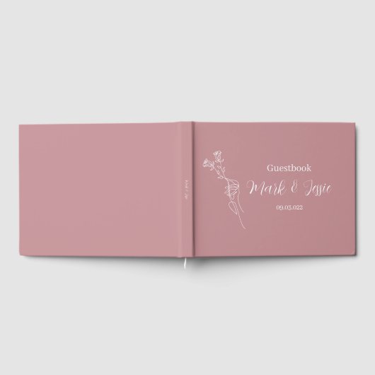 ROE Pink & White Simple Wedding Gästebuch (Voll)