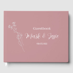 ROE Pink & White Simple Wedding Gästebuch