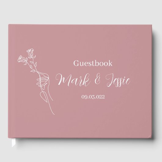ROE Pink & White Simple Wedding Gästebuch (Vorderseite)
