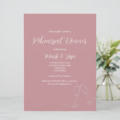 ROE Pink & White Simple Wedding Probe Dinner Einladung (Stehend Vorderseite)
