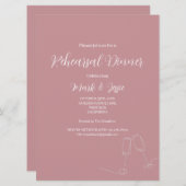 ROE Pink & White Simple Wedding Probe Dinner Einladung (Vorne/Hinten)