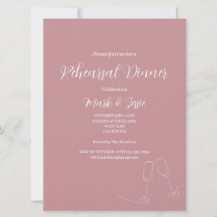 ROE Pink & White Simple Wedding Probe Dinner Einladung