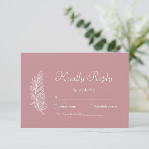 ROE Pink & White Simple Wedding RSVP Karte