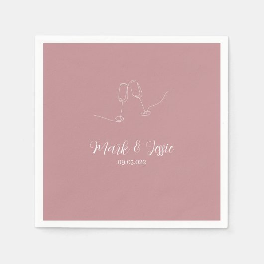 ROE Pink & White Simple Wedding Serviette (Vorderseite)