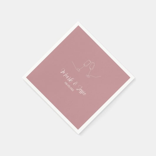 ROE Pink & White Simple Wedding Serviette (Ecke)