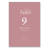 ROE Pink & White Simple Wedding Tischnummer (Vorderseite)