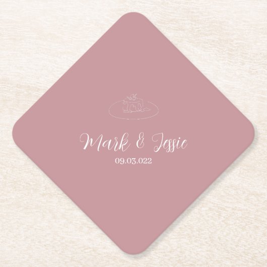 ROE Pink & White Simple Wedding Untersetzer (Vorderseite)