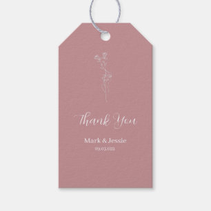 ROE Rosa und Weiße Einfache Hochzeit Geschenkanhänger