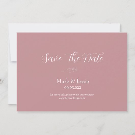ROE Rosa und Weiße Einfache Hochzeit Save The Date (Vorderseite)