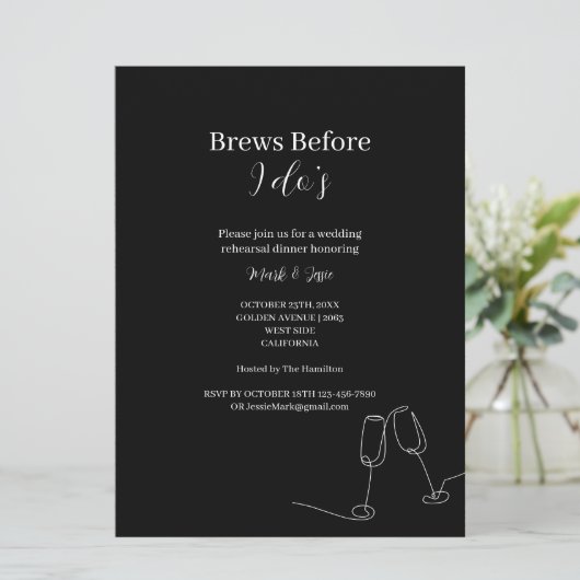 ROE Schwarz & Weiß Bräune vor dem Abendessen Einladung (Stehend Vorderseite)