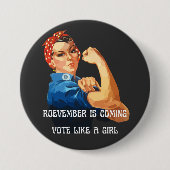 Roevember kommt Rosie the Riveter Button (Vorderseite)