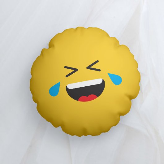 ROFL Laughing Yellow Face Emoji Rundes Kissen