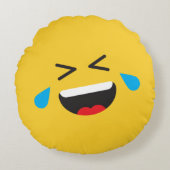 ROFL Laughing Yellow Face Emoji Rundes Kissen (Vorderseite)