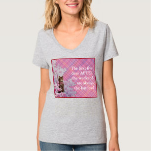 ROFL Vintage Katze auf Nassrosa kariert T-Shirt