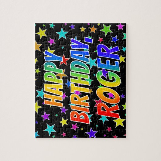 "ROGER" First Name, Fun "HAPPY BIRTHDAY" Puzzle (Vertikal)