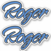 Roger Name blue Aufkleber Sticker Stickerset (Vorderseite)