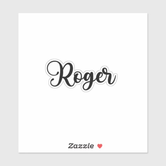 Roger Name - Handgeschriebene Kalligrafie Aufkleber (Blatt)