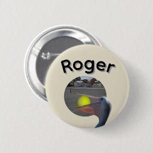 Roger Name Mit Ball Fangendem Pelikan, Button