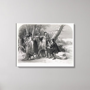 Roger Williams geschützt durch das Narragansetts Leinwanddruck