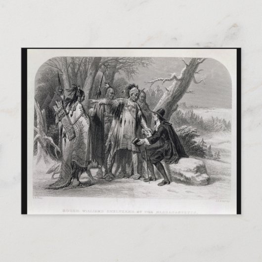 Roger Williams wird von den Narragansetts geschütz Postkarte (Vorderseite)